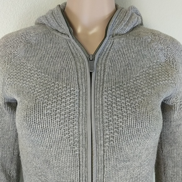 [Armani Exchange] Grey Hooded Zip Up Lambswool - Picture 2 of 7